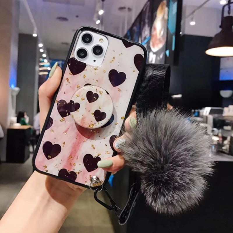 Epoxy Gradient Luxury Gold Foil silicon Love Heart Cover Case For Apple Iphone 11 X XR XS MAX Anti-fall silicone phone cases | Мобильные