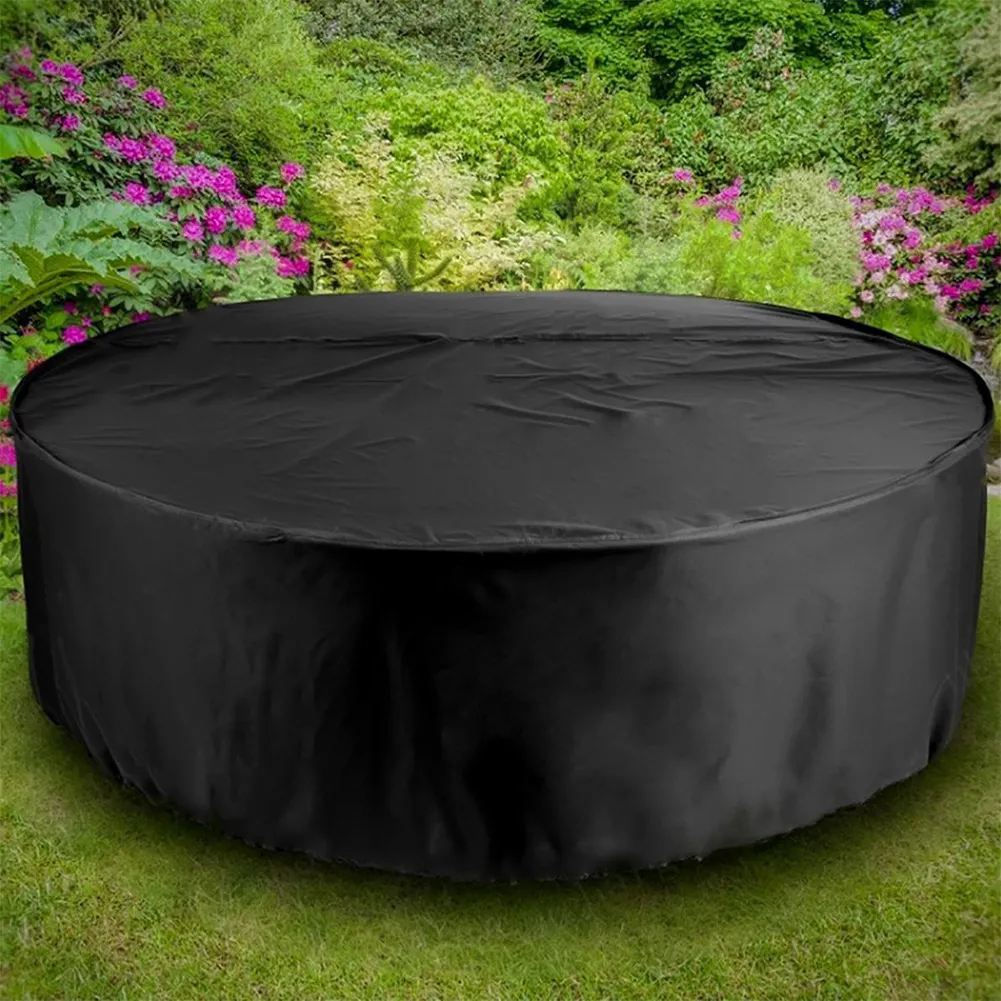Oxford Cloth Round Furniture Cover Dustproof Waterproof for Outdoor Patio Garden Terrace Round Table Cover Pool Protective Case