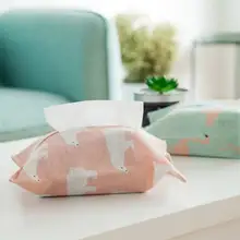 Мультяшная хлопковая ткань Фламинго печать бумажное полотенце Настольный органайзер коробки Портативная сумка для хранения Настенный держатель бумаги