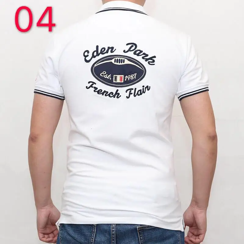 Hombre eden park Топ для мужчин с коротким рукавом Повседневная рубашка для регби camisa вышитая eden park polo мужская Тонкая однотонная хлопковая