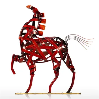 

Metal Braided Horse Artwork Sculpture Iron Weaving Horse Home Furnishing Articles Handicrafts Retro Ornament Decor X5468