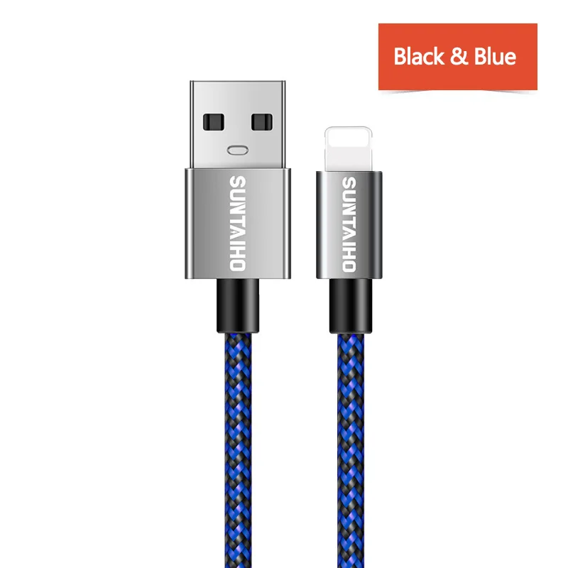 Suntaiho usb кабель зарядка для айфона быстрой зарядки быстрая зарядка для iPhone XS MAX кабель для передачи данных USB кабель синхронизации Зарядное устройство для iPhone X 8 плюс 6s зарядное устройство для телефона - Цвет: Black blue
