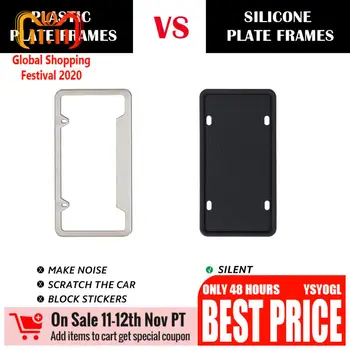 

Car 2 Pcs Silicone License Plate Frame Scratch-resistant Rust-proof Auto Cover Silicone Anti-rust And Weatherproof Car License