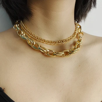 

Youvanic Fashion Punk Metal Gold Chunky Choker Necklace For Women Layered Thick Chain Chokers Female Collier Hiphop Jewelry 2699