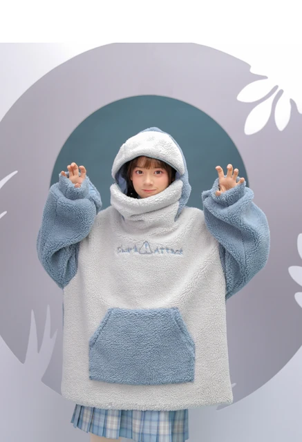 Winter Cute Shark Hoodie Sweatshirt Spring Korean Anime Women