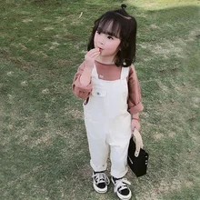 Childrenswear Girls Autumn Clothing New Style Korean-style Casual Children Cowboy Suspender Pants