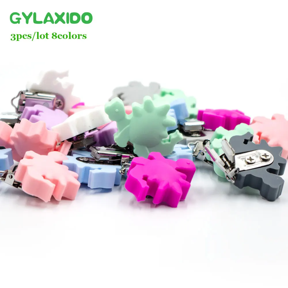 GYLAXIDO 3 шт. Perle Силиконовые Зубные зажимы динозавра пустышка BPA бесплатно DIY Детская пустышка для младенца манекен проект застежка Teethiing игрушка
