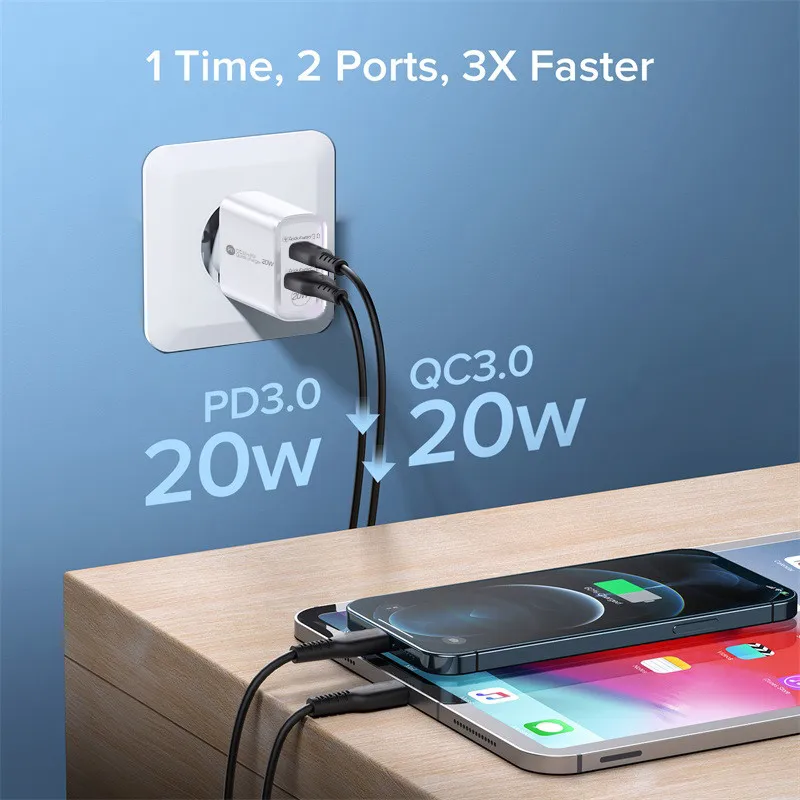 Maerknon PD 20W USB Charger Quick Charge QC 3.0 Fast Phone Wall Charger Adapter For iPhone 13 12 Pro iPad Huawei Xiaomi Samsung 65w fast charger
