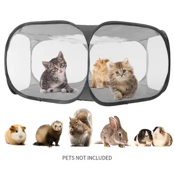 

Outdoor/Indoor Tent Cage Small Animals Exercise Fence Pop Open Yard Pet Playpen Breathable Transparent Portable