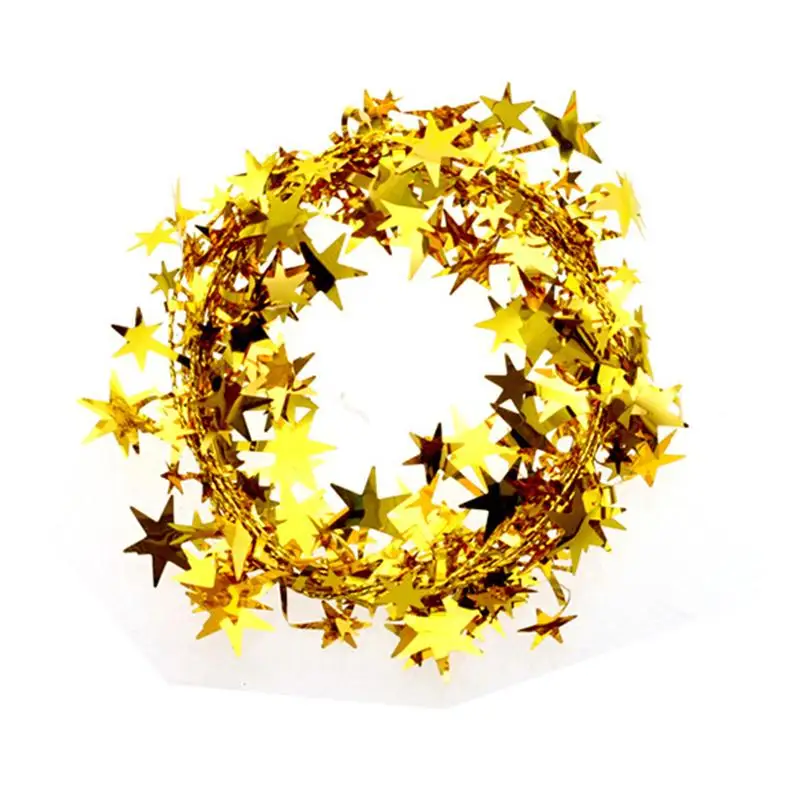 1 шт. 5 м Рождественская елка висячая звезда сосновая мишура звезды ротанговая гирлянда Рождественское украшение