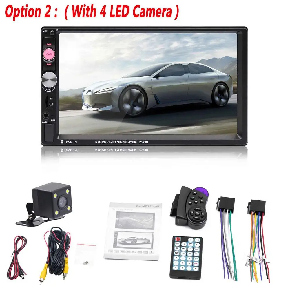 Универсальный Автомобильный мультимедийный плеер 2din, автомагнитола, стерео, 7 дюймов, сенсорный экран, видео, MP5 плеер, автомагнитола, резервная камера - Цвет: With 4LED camera