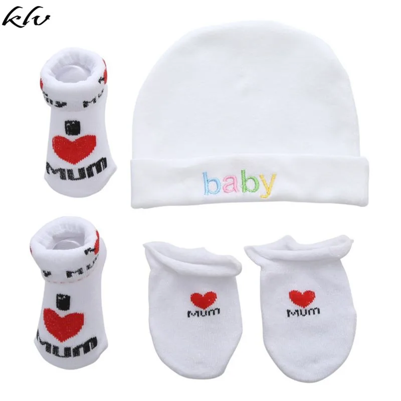 Милые носки для маленьких мальчиков и девочек; комплект с шапочкой; хлопковая шапка с рисунком и перчатки