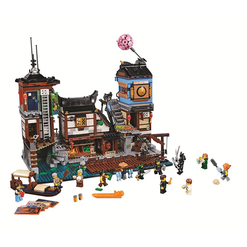 

70657 06083 legoinglys Ninjago City Docks Harbor Boat House Old World Tea Room 10941 Model Building Blocks Toy Bricks Gift