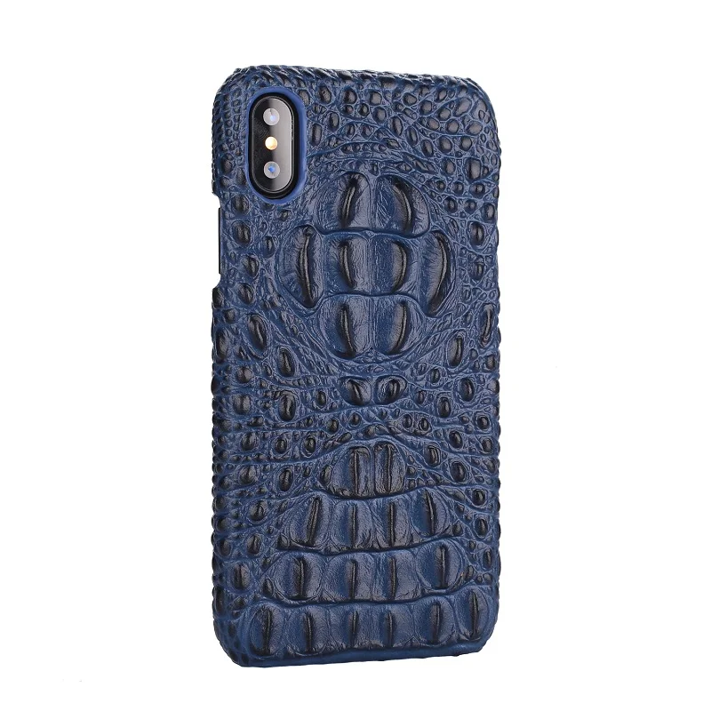 Blue iPhone Case Чехол Solque из натуральной кожи для iPhone X, XS, Max, XR, 7, 8 Plus, сотовый телефон, роскошный крокодил, Ретро стиль, тонкий чехол, чехол s - Цвет: Blue iPhone Case