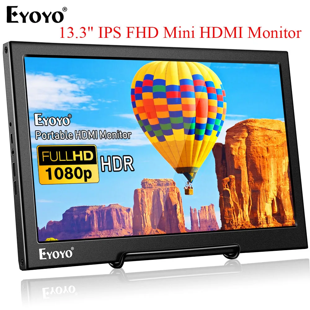 

Eyoyo EM13F 13.3" Portable FHD 1920x1080 IPS Monitor Gamer Mini 4K HDMI Display Audio Jack For Laptop PC LCD Screen Xbox PS3 PS4