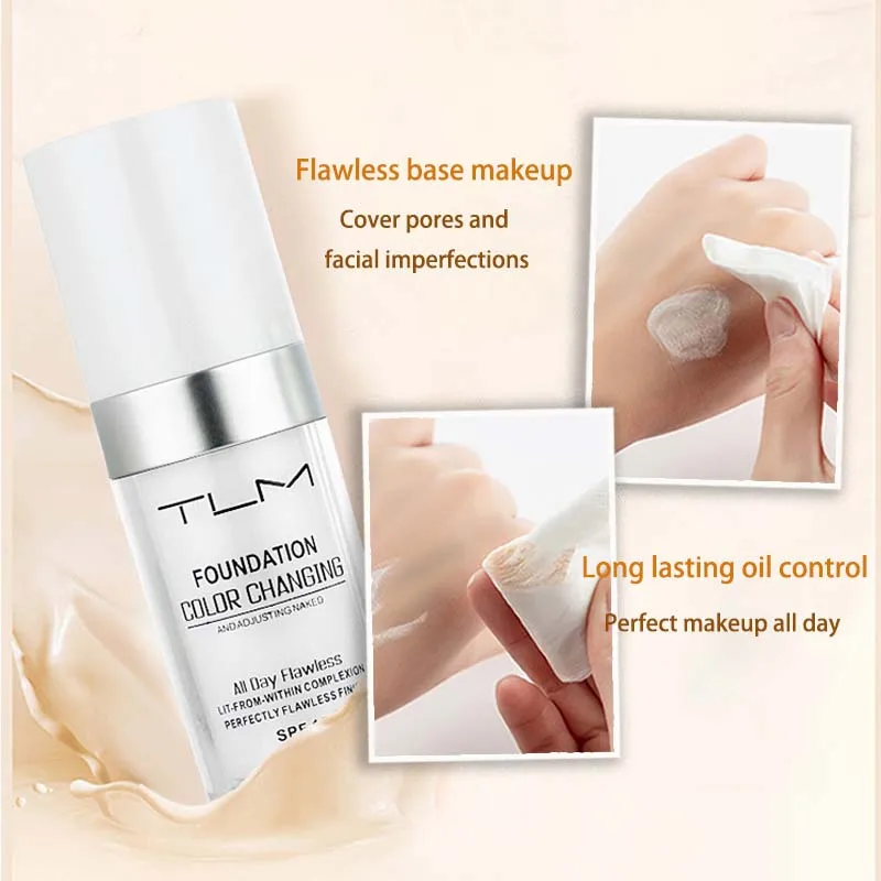 

TLM 30ml Color Changing Liquid Foundation Long Lasting Oil-control Concealer Makeup Matte High Coverage Concealer Cream