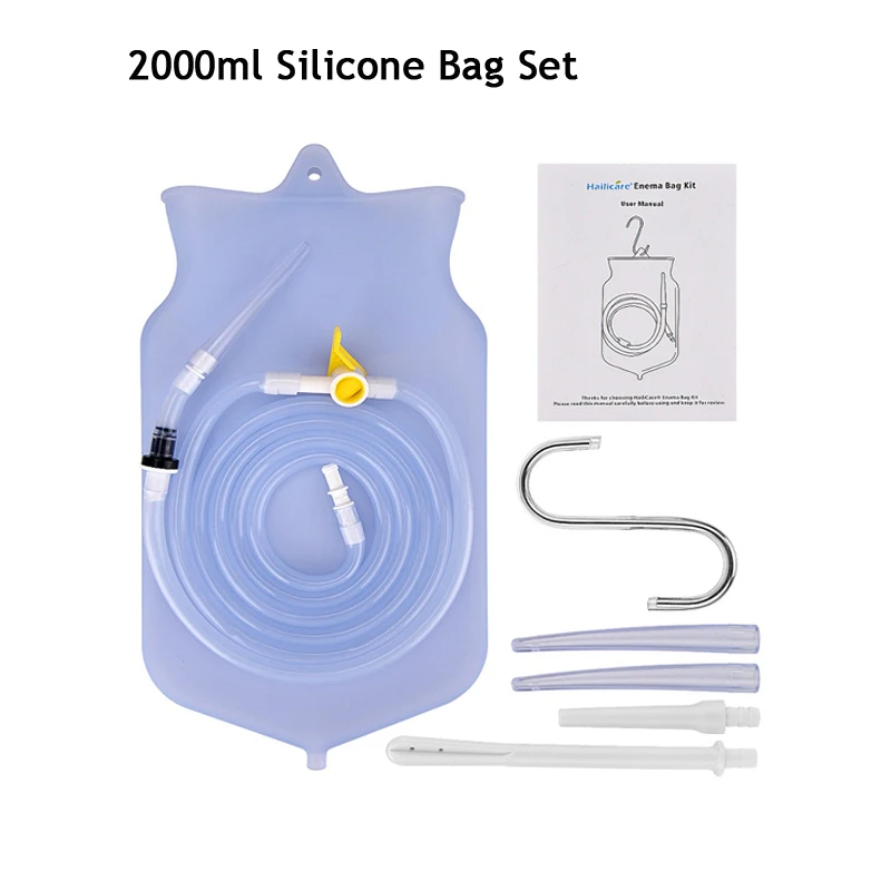 Silicone Set Клизма набор ведер для очищения толстой кишки с силиконовым шлангом здоровье промывка запоры анальный очиститель для вагины мытья клизма набор - Цвет: Silicone Set