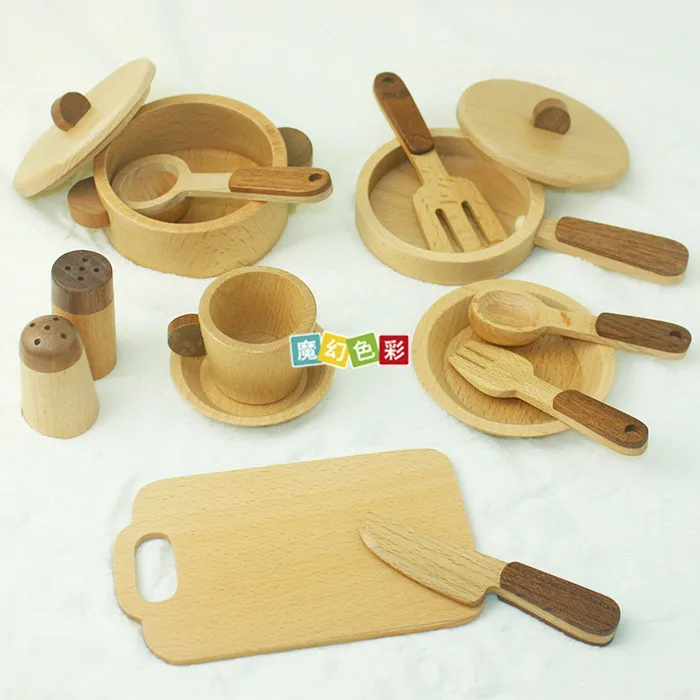  Children Model Kitchen Tableware Play House Tableware Wealthy Wooden Wood Color Tea Set Character P - 4000267405808