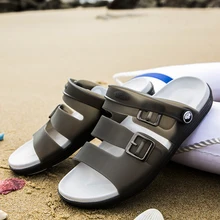 Новые летние мужские тапочки; домашние туфли; мужские кожаные ботинки для женщин резиновые тапочки в клетку; мужские открытый бассейн с открытым носком; шлепанцы