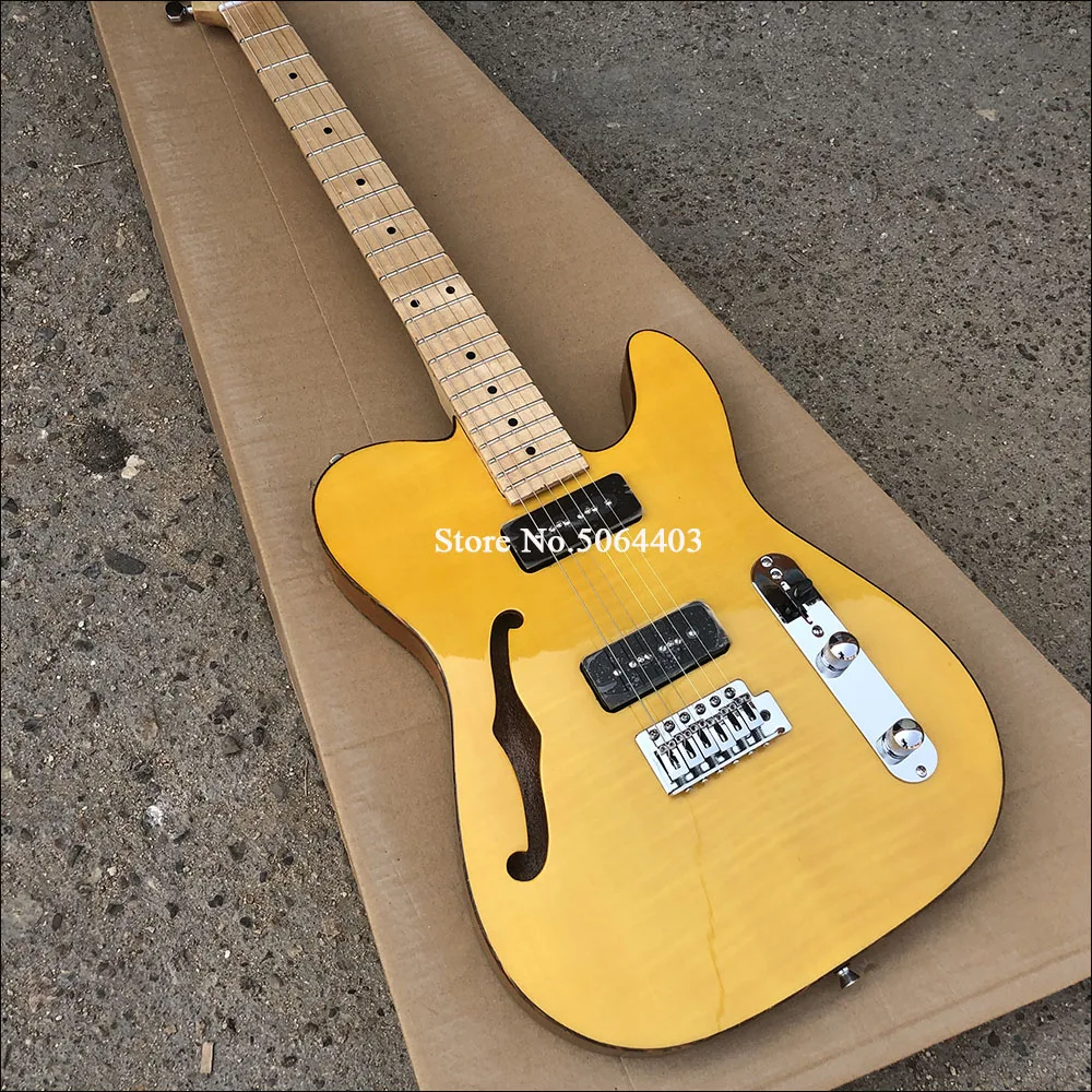 

Factory direct sales 6 string electric guitar, tiger maple veneer, f hole electric guitar, abalone lulu wrapping, real photo pos