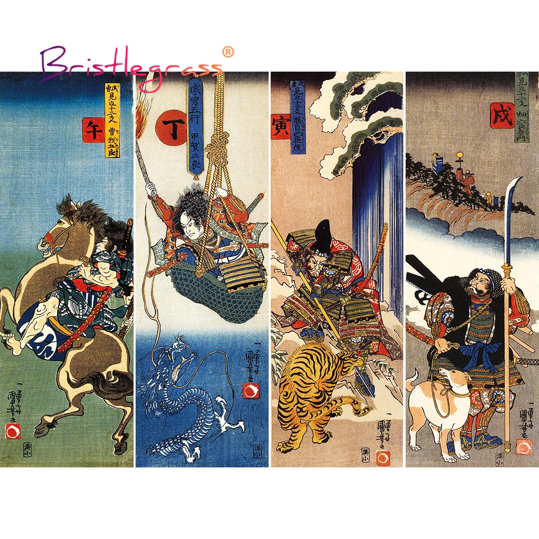 BRISTLEGRASS Wooden Jigsaw Puzzles 500 1000 Pieces Dragon Tiger Ukiyoe Utagawa Kuniyoshi Educational Toy Japanese Painting Decor kuniyoshi