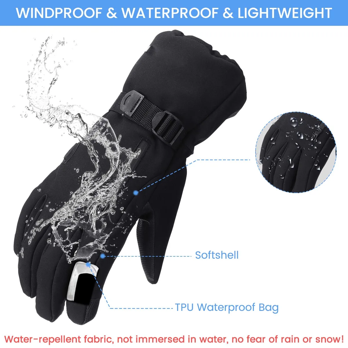 Перчатки для езды на мотоцикле, мотоциклетные перчатки, мужские перчатки с сенсорным экраном, водонепроницаемые, ветрозащитные, зимние, мото перчатки, термостат, черные
