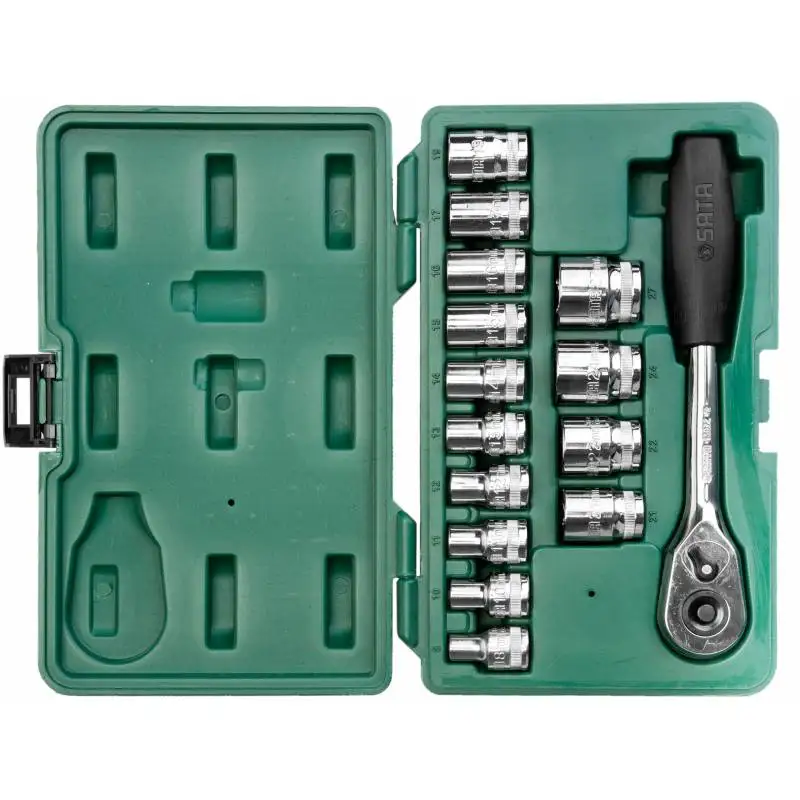 SATA 08005ME для Головки(набор) 15пр. Торцевые с Принадлеж.(Metric) пласт.кор. Инструмент для ремонта мотоциклов