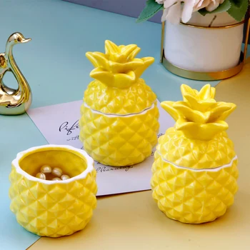 

Nordic Jewelry Trinket Box Pineapple Shaped Storage Jar Ornament