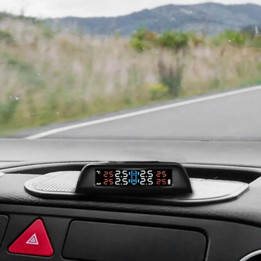 Автомобильная система контроля давления в шинах на солнечной энергии TPMS, цифровой ЖК-дисплей с 4 датчиками, давление в шинах
