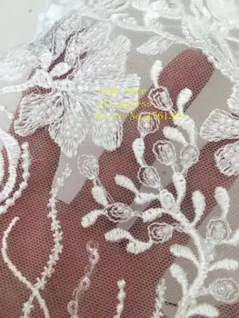 

5yards/bag White embroidery sequins DIY beads euramerican style luxury fabrics used in the design of wedding dress FH11#