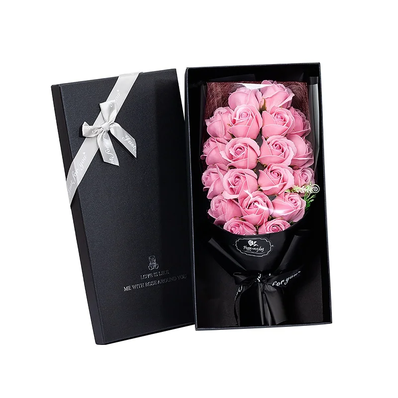 

Colorful soap flower bouquet Soap Rose Flower Natural Preserved Rose Soap In Gift Box Gift For Anniversary Birthday Wedding