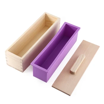 

Rectangular Wooden Box Silicone DIY Handmade Soap Toast Loaf Cake Baking Mold