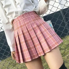 Корейский стиль, женская юбка на молнии с высокой талией, юбка для школьницы, плиссированная клетчатая юбка, сексуальная красная мини-юбка, jupe femme