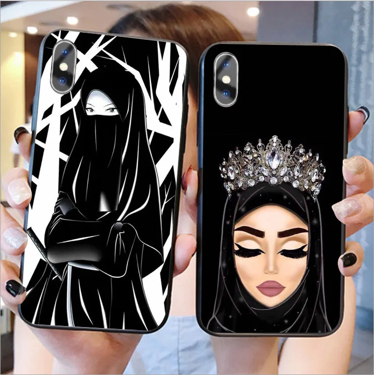 For iPhone X XS MAX XR Muslim girl eye Case 11 Pro 6 6S 7 8 Plus black Soft silicone Cover Phone |