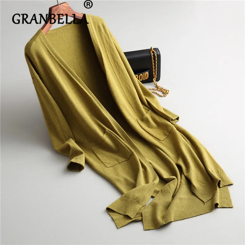 New Classic V-neck Solid Color Knit Cardigan Sweater Solid Color Full Sleeve Warm Autumn Casual Coat Sweaters Female