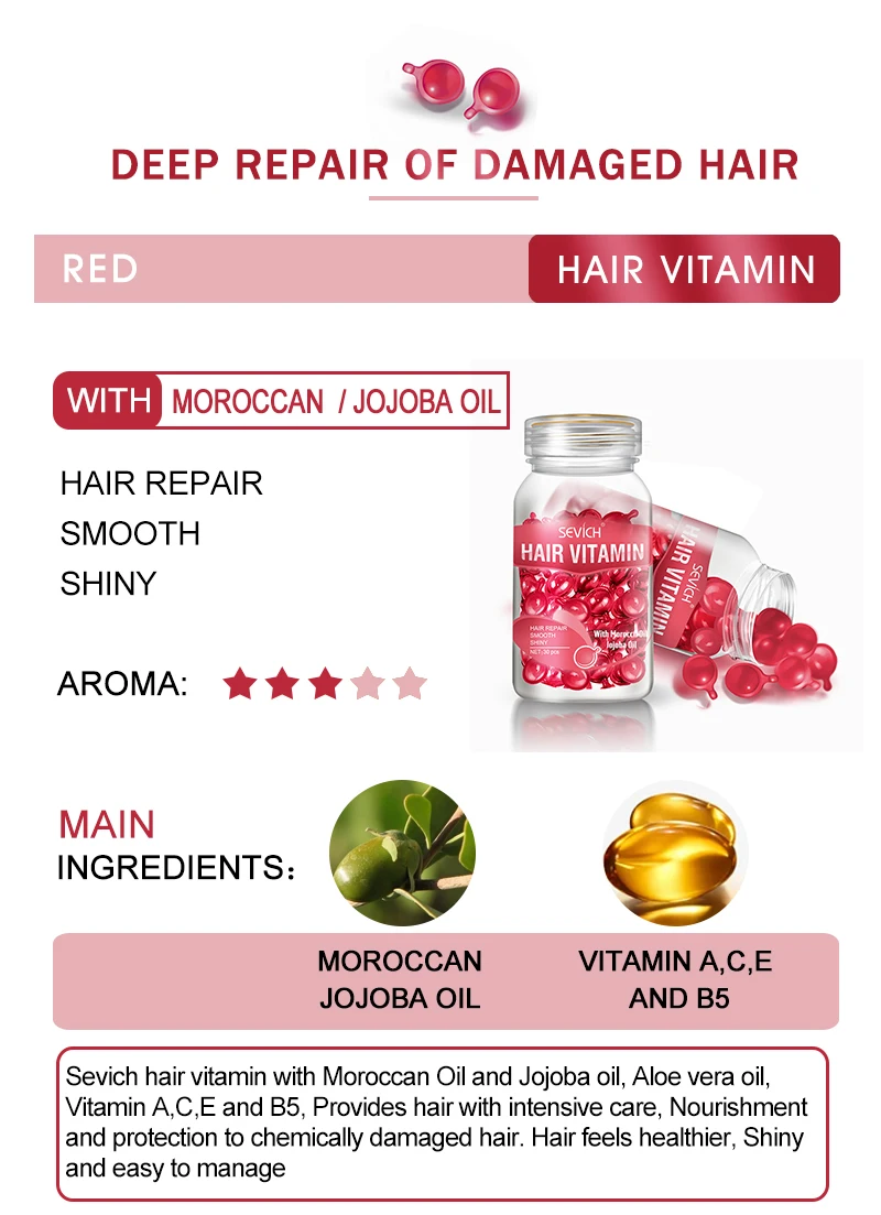 Sevich 30pcs Keratin Complex Oil Smooth Silky Hair Serum Hair Vitamin Moroccan Oil Anti Hair Loss Hair Mask Repair Damage