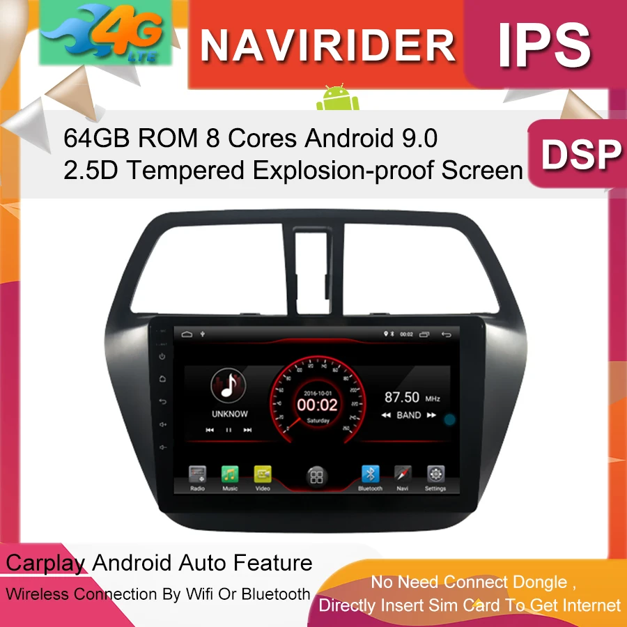 

Built in 4G Lte car Intelligent navigation tape recorder 9.0 android car gps radio multimedia player for Suzuki SX4 S-cross 2014