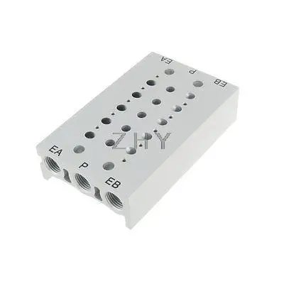 Прямоугольный алюминиевый блок коллектора Соленоидный клапан основание 5 станций