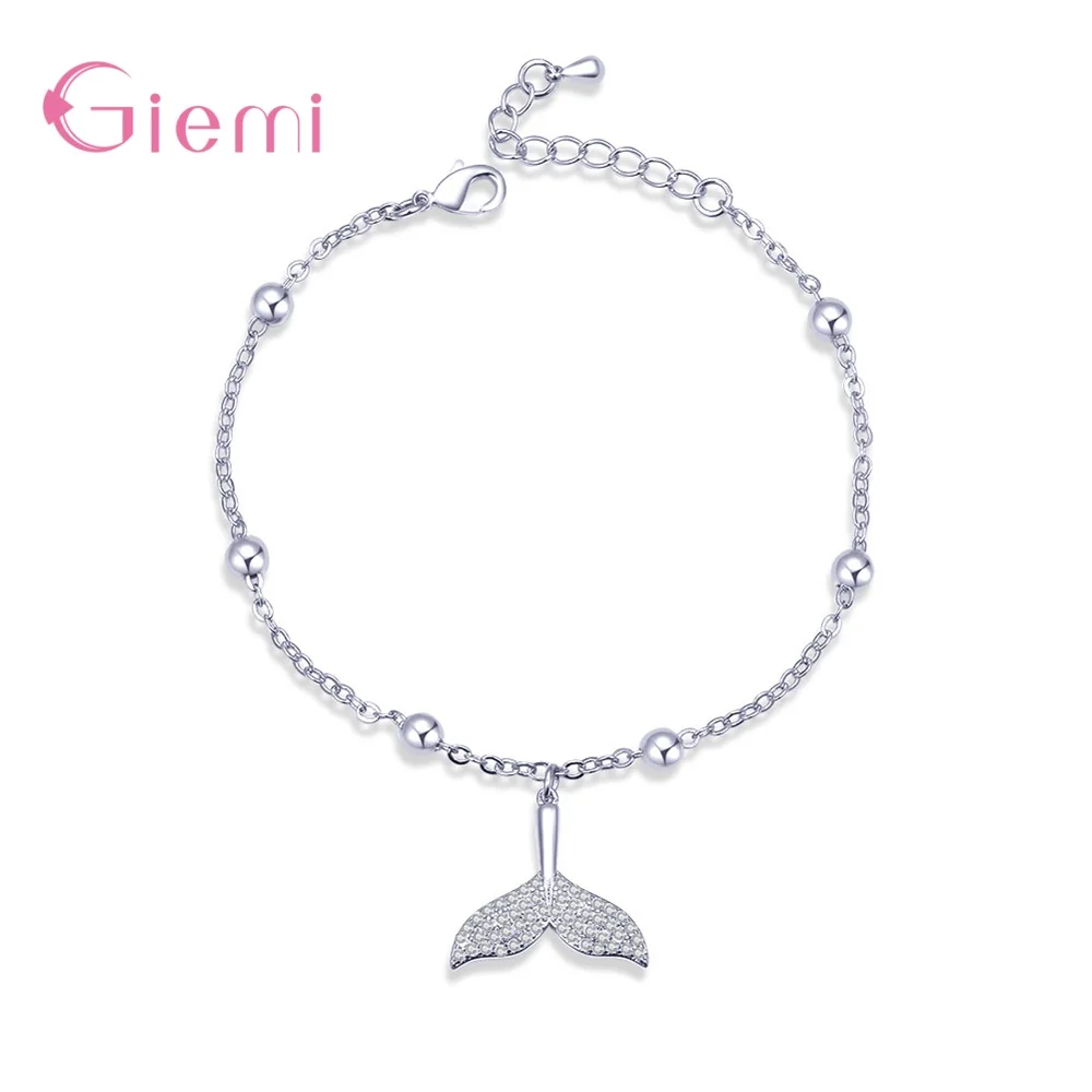 925 пробы, серебряный,, блестящие, хрустальные, 925 пробы, хвост русалки, регулируемые браслеты для женщин, элегантный браслет