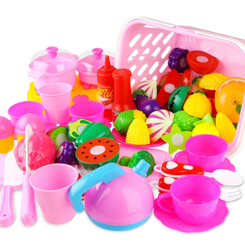 49 PCS / Set Plastic Kitchen Pretend Play Food Fruit Vegetable Basket