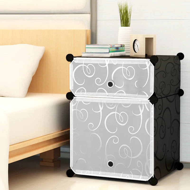 

Simplicity Bedside Table Minimalist Modern Bedroom Mini Pp Plastic Storage Cabinet Angle Combination Assembly Storage Cabinet