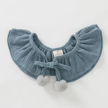 

Kids Frenulum Fake Collar Boys Girls Pure Color Lovely Plush Ball Japanese Style Sweet Decoration Winter Double Deck Fake Collar