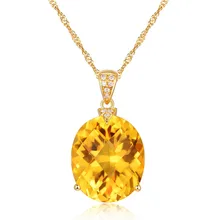 Большой Кристалл лимонно-жедтого цвета кулон ожерелье для женщин девушка желтый золотой цвет с драгоценным камнем для помолвки подарок на день рождения Роскошные вечерние ювелирные изделия