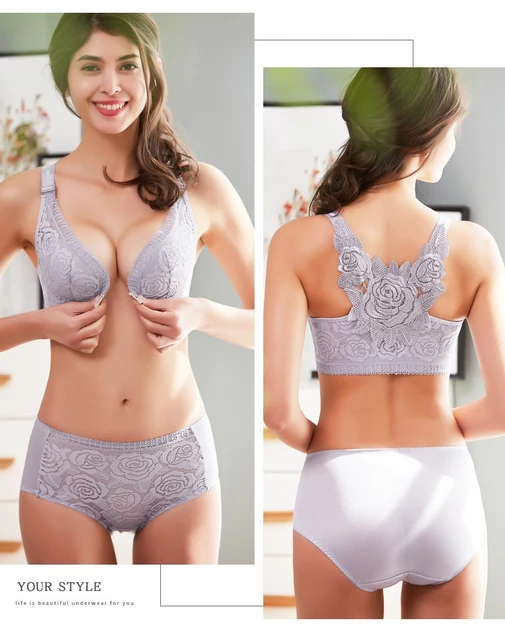 Front Button Plus Size Bra Sexy Breathable Thin No Rim Underwear