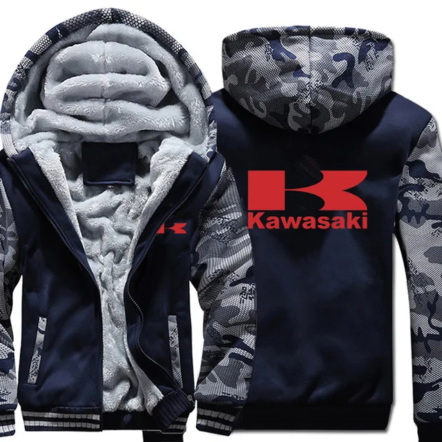 Для Kawasaki, моторные толстовки, зимняя камуфляжная куртка с рукавом, Мужская Флисовая мотоциклетная Толстовка для Kawasaki