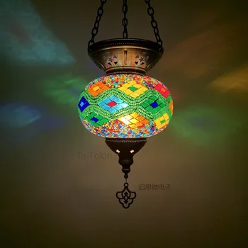 Lámpara colgante con mosaico turco, tamaño grande, vintage, art deco, lámparas de mesa hechas a mano, lámparas de luz romántica con mosaicos