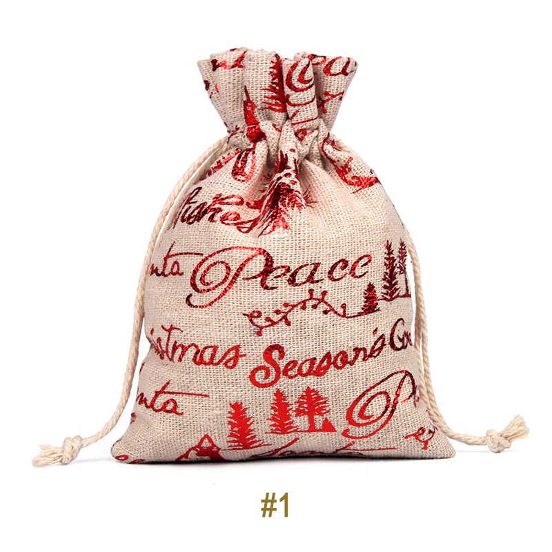 Christmas bag 001 Рождественская сумка для конфет, Экологичная, Брезентовая, Подарочная сумка, Санта, олень, лось, на год, Рождество, Nevidad, лучшие подарки для детей, вечерние, для мероприятий - Цвет: Christmas bag 001