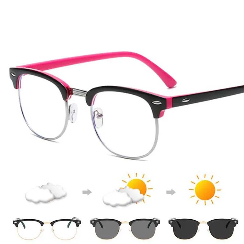 Hyperopia Diopter SPH 0 +0.5 +1 +1.5 +2 +2.5 +3 +3.5 +4 +4.5 +5 +5.5 +6.0 Half Metal Frame Photochromic Finished Reading Glasses 2