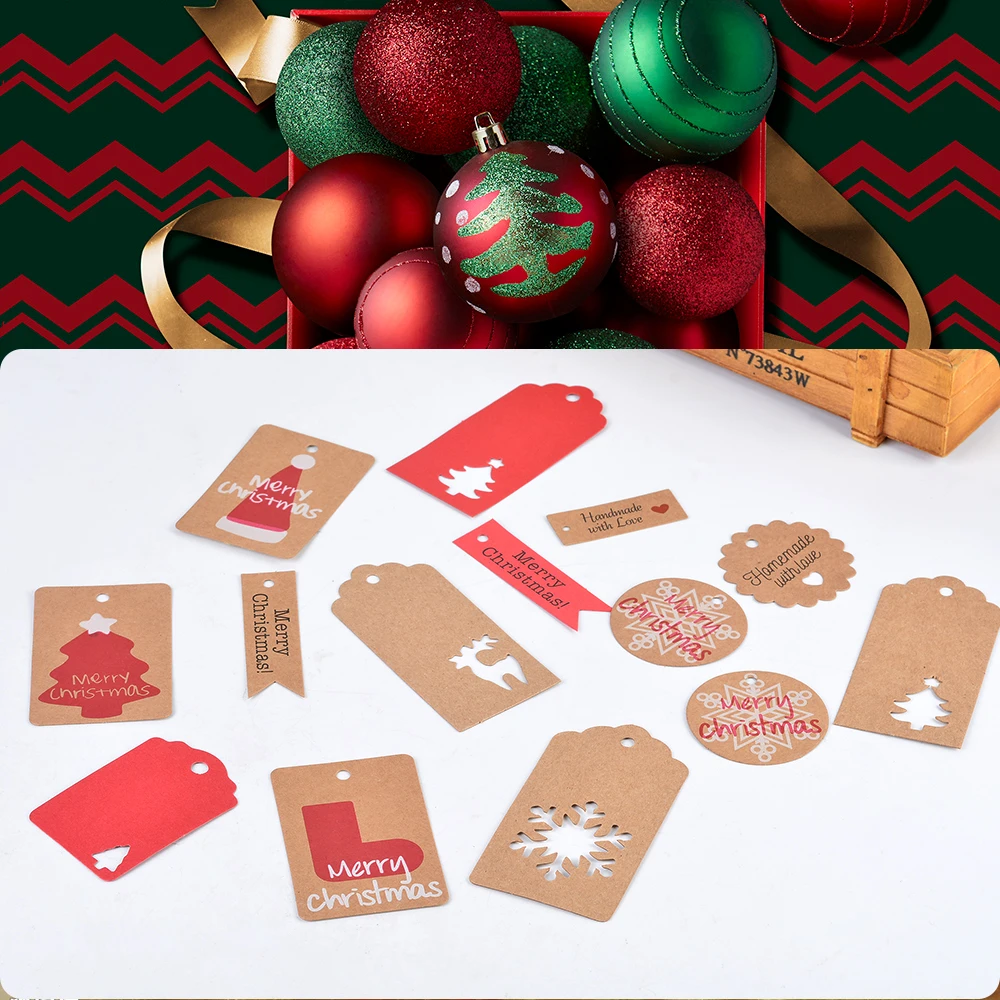 260pcs Merry Christmas Kraft Gift Tags Xmas Paper Hang Tag Card X-mas Packing Label Cards Party Decoration Stocking Rectangle | Дом и сад