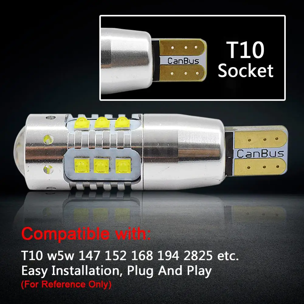 2 предмета 80 Вт светодиодный T10 Canbus W5W белый T10 лампы ошибок 12V 24V XB-D SMD без полярности 168 194 просвет парковка светильник красного и желтого цветов